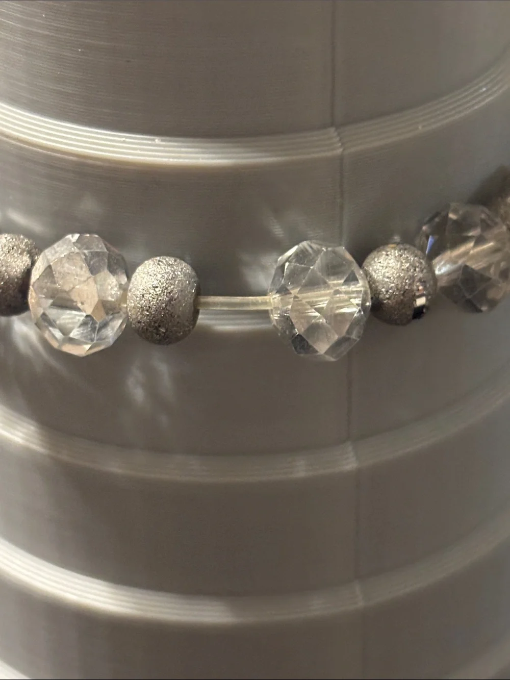 Faceted Bracelet Erimish Mint, White & Silver‎ Beaded Read